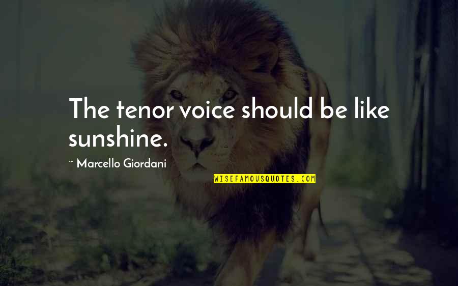Arrive Early Quotes By Marcello Giordani: The tenor voice should be like sunshine.