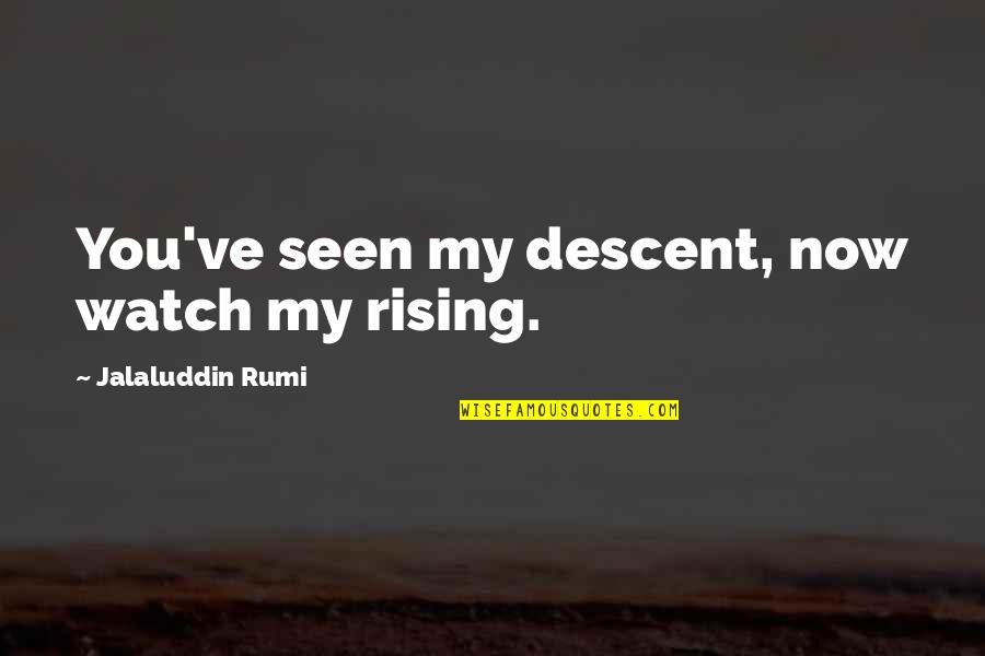 Arrogance And Selfishness Quotes By Jalaluddin Rumi: You've seen my descent, now watch my rising.