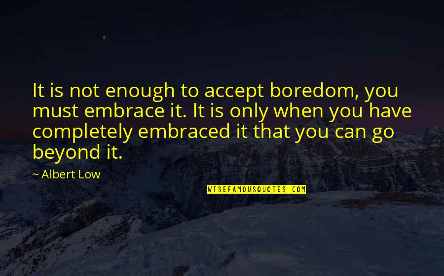 Arrogant Fools Quotes By Albert Low: It is not enough to accept boredom, you