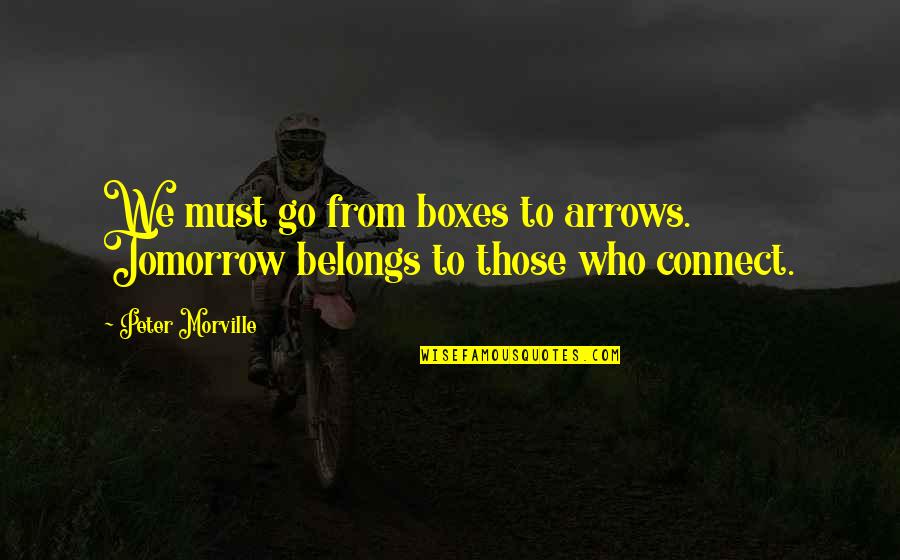 Arrows Arrows Quotes By Peter Morville: We must go from boxes to arrows. Tomorrow