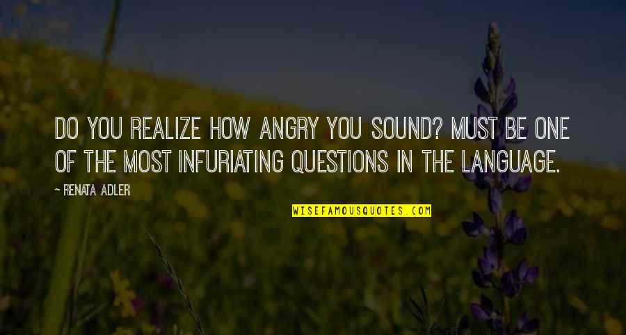 Arrupe House Quotes By Renata Adler: Do you realize how angry you sound? must