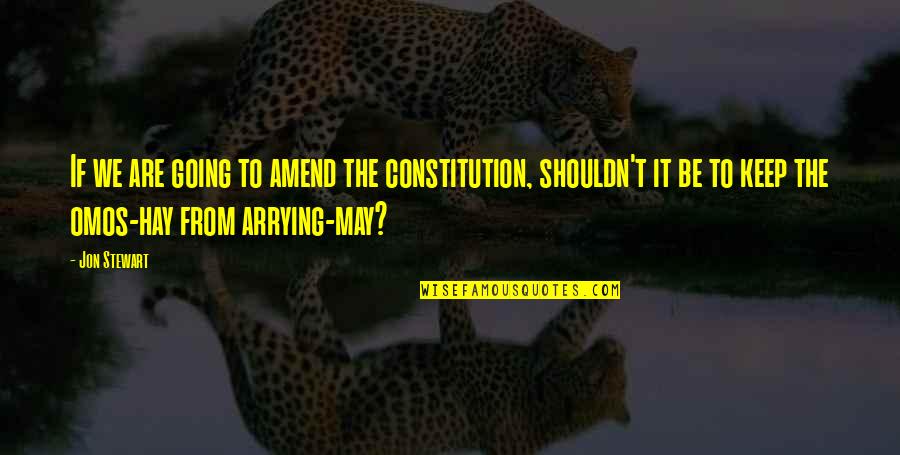 Arrying Quotes By Jon Stewart: If we are going to amend the constitution,