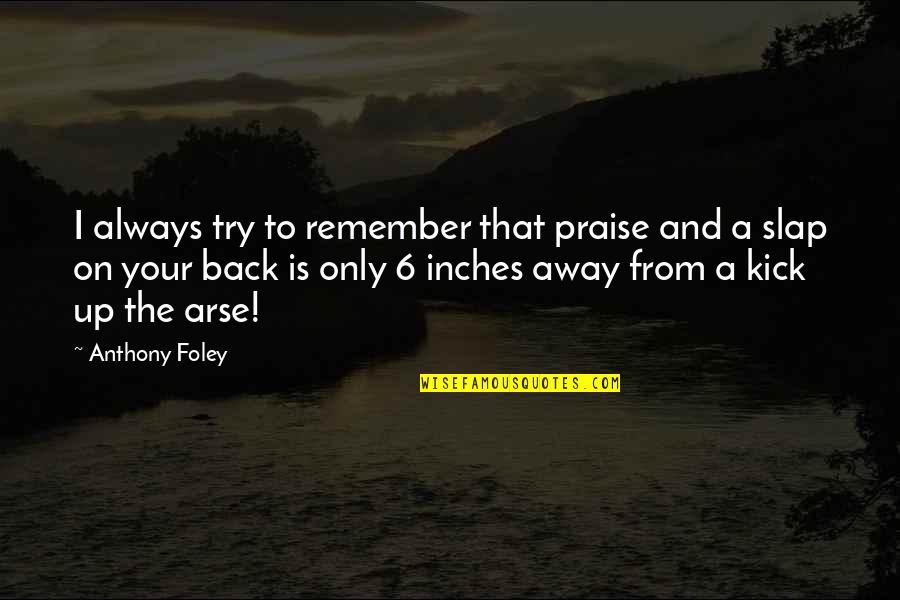 Arses Quotes By Anthony Foley: I always try to remember that praise and