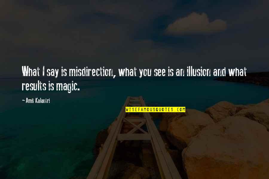Art And Artists Quotes By Amit Kalantri: What I say is misdirection, what you see