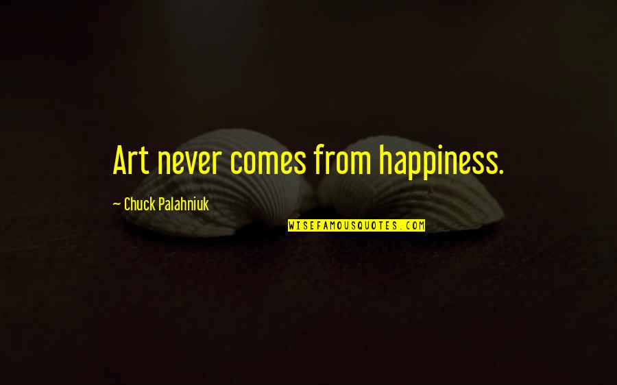 Art And Happiness Quotes By Chuck Palahniuk: Art never comes from happiness.