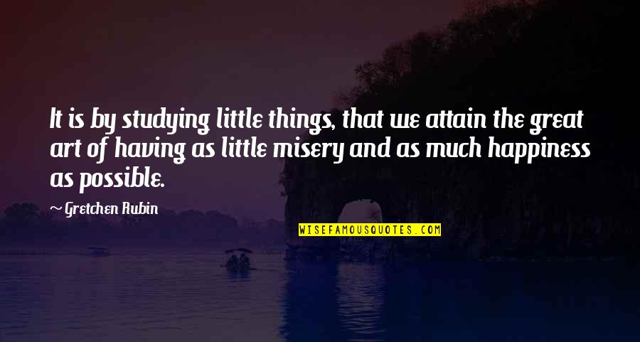 Art And Happiness Quotes By Gretchen Rubin: It is by studying little things, that we