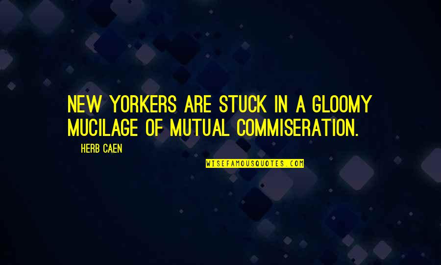 Art And Individuality Quotes By Herb Caen: New Yorkers are stuck in a gloomy mucilage