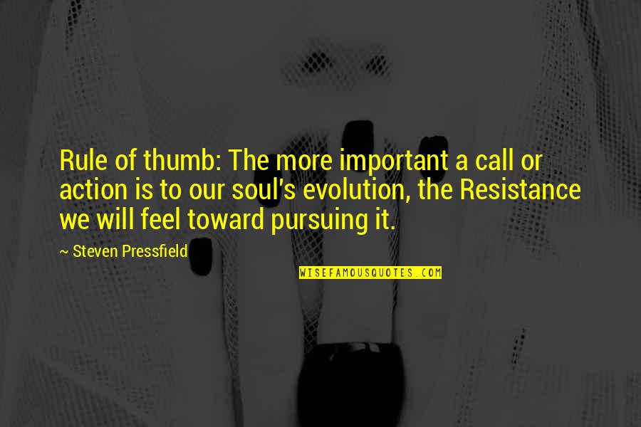 Art And Resistance Quotes By Steven Pressfield: Rule of thumb: The more important a call