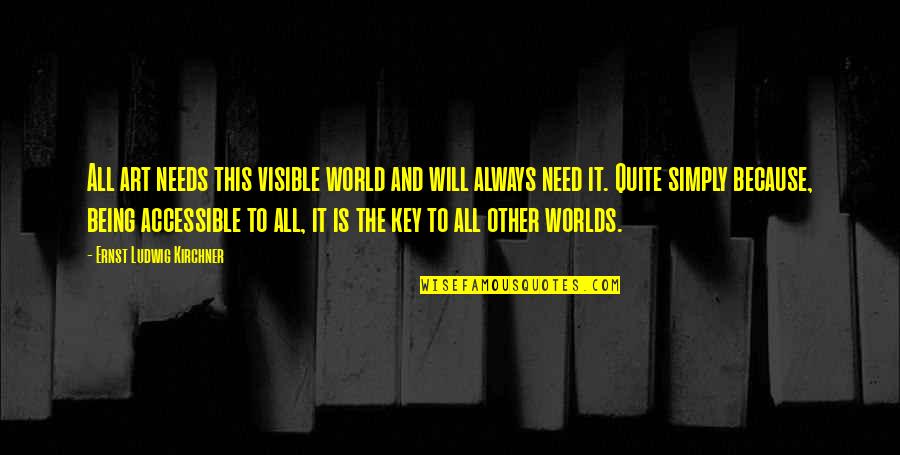 Art And The World Quotes By Ernst Ludwig Kirchner: All art needs this visible world and will Art And The World Quotes By Ernst Ludwig Kirchner: All art needs this visible world and will