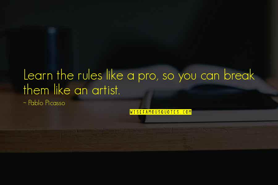 Art By Picasso Quotes By Pablo Picasso: Learn the rules like a pro, so you