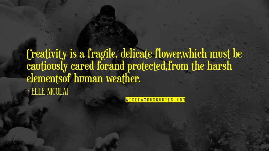 Art Creativity Quotes By ELLE NICOLAI: Creativity is a fragile, delicate flower,which must be