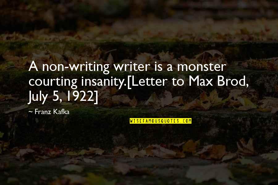 Art Frida Kahlo Quotes By Franz Kafka: A non-writing writer is a monster courting insanity.[Letter