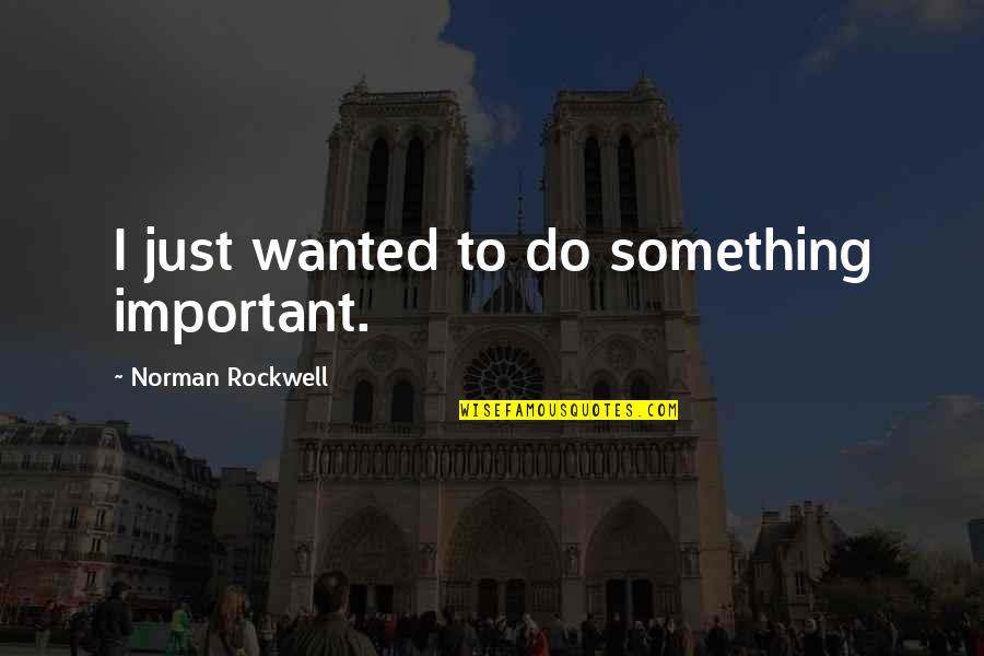 Art History Quotes By Norman Rockwell: I just wanted to do something important. Art History Quotes By Norman Rockwell: I just wanted to do something important.