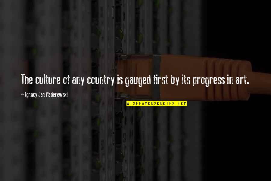 Art In Culture Quotes By Ignacy Jan Paderewski: The culture of any country is gauged first