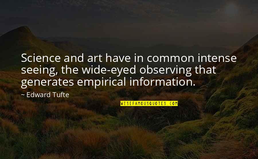Art In Science Quotes By Edward Tufte: Science and art have in common intense seeing,