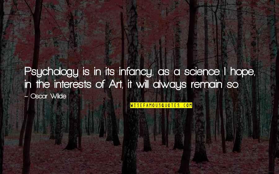 Art In Science Quotes By Oscar Wilde: Psychology is in its infancy, as a science.