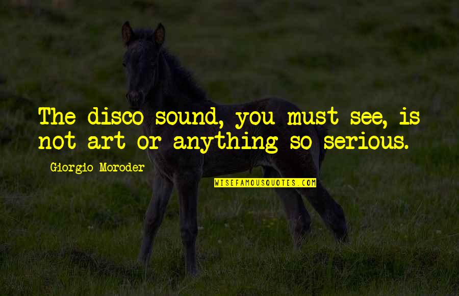 Art Is Anything Quotes By Giorgio Moroder: The disco sound, you must see, is not