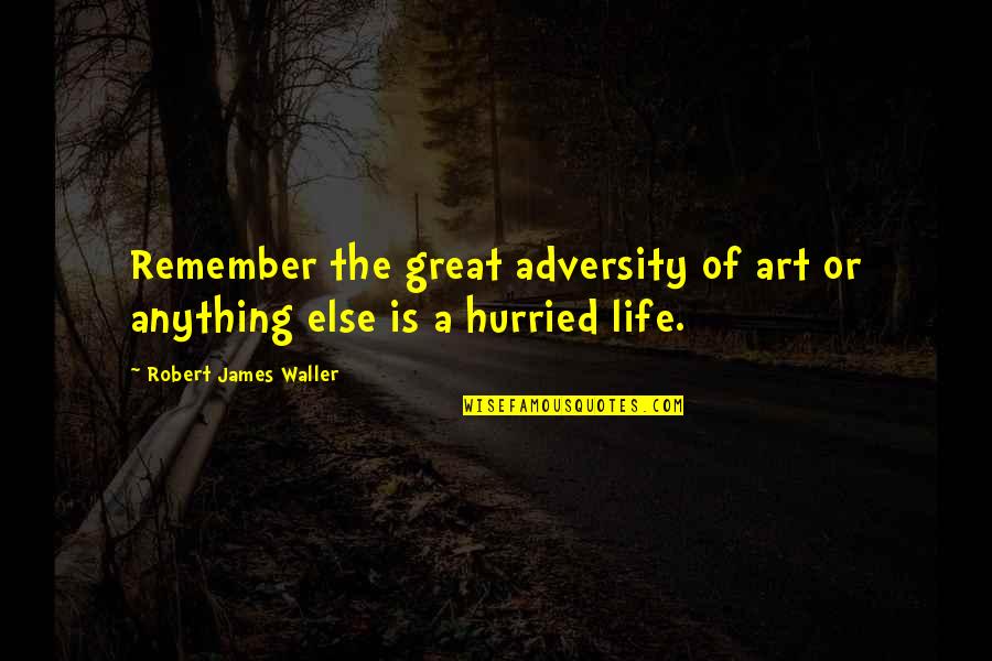 Art Is Anything Quotes By Robert James Waller: Remember the great adversity of art or anything