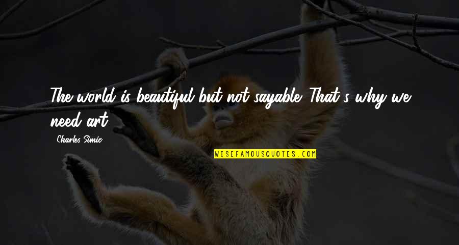 Art Is Beautiful Quotes By Charles Simic: The world is beautiful but not sayable. That's