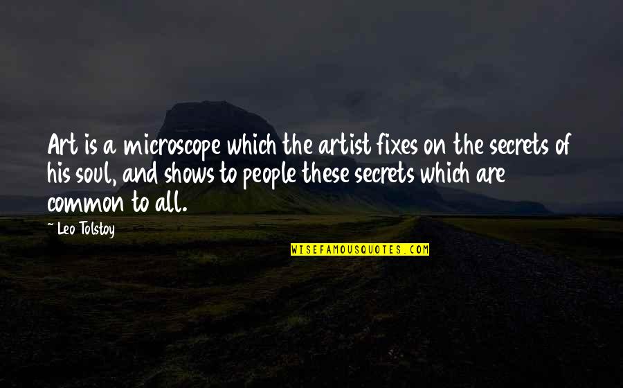Art Is Soul Quotes By Leo Tolstoy: Art is a microscope which the artist fixes