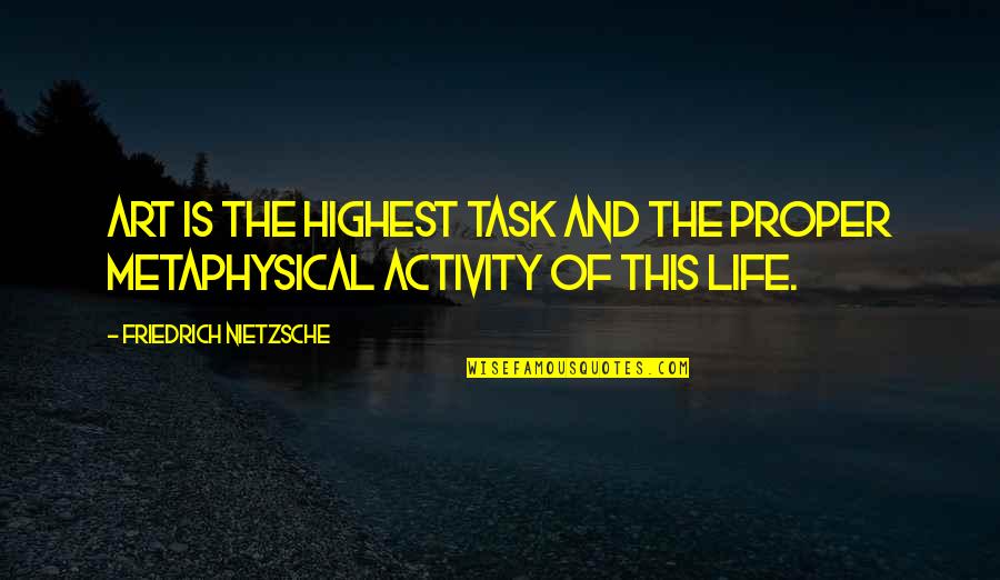 Art Of Photography Quotes By Friedrich Nietzsche: Art is the highest task and the proper