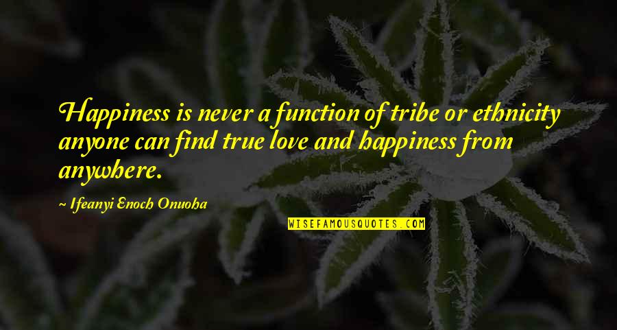 Art Page Quotes By Ifeanyi Enoch Onuoha: Happiness is never a function of tribe or