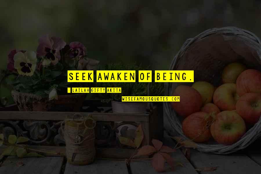 Art Perspective Quotes By Lailah Gifty Akita: Seek awaken of being.