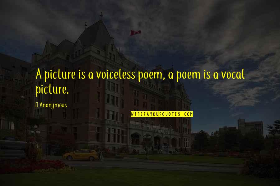 Art Picture Quotes By Anonymous: A picture is a voiceless poem, a poem