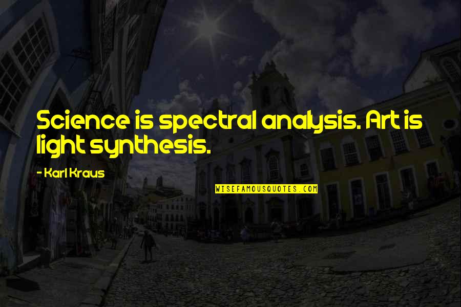 Art Science Quotes By Karl Kraus: Science is spectral analysis. Art is light synthesis.