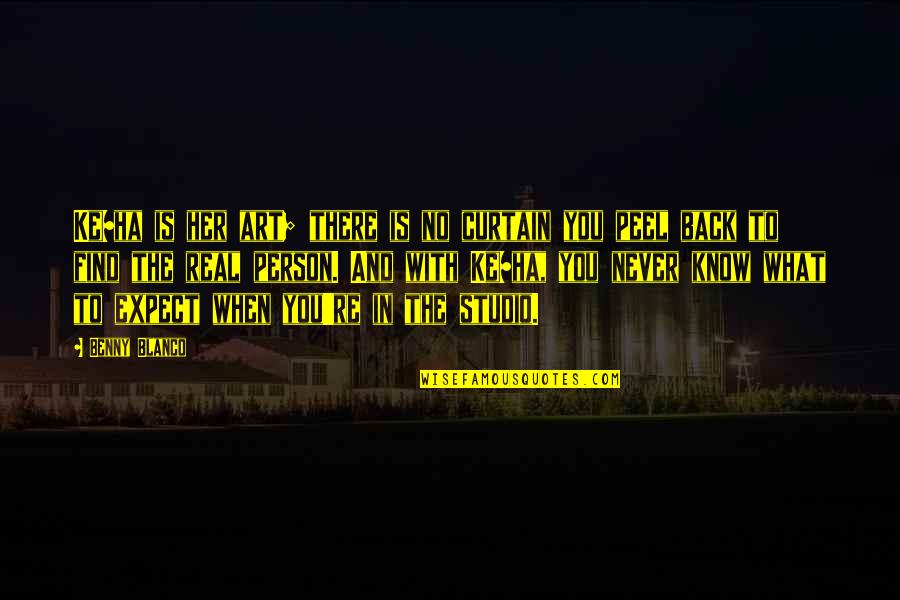 Art Studio Quotes By Benny Blanco: Ke$ha is her art; there is no curtain