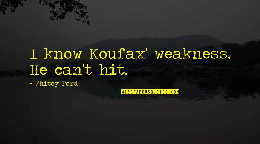 Art Tatum Quotes By Whitey Ford: I know Koufax' weakness. He can't hit.