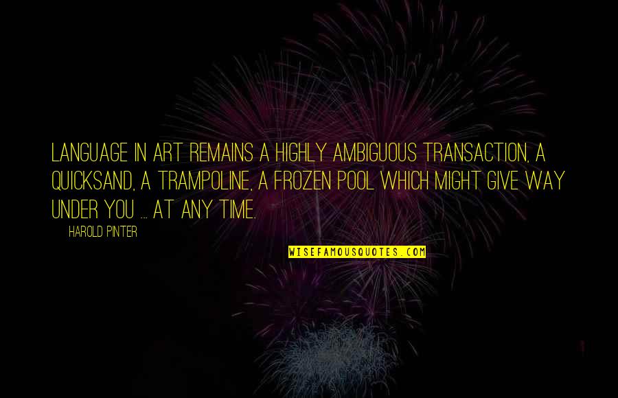 Art Time Quotes By Harold Pinter: Language in art remains a highly ambiguous transaction,