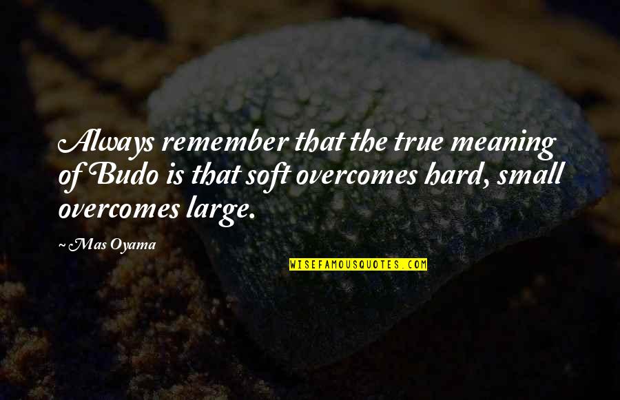 Art To Remember Quotes By Mas Oyama: Always remember that the true meaning of Budo