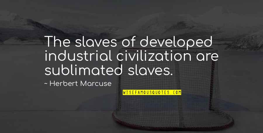Arthur Egendorf Quotes By Herbert Marcuse: The slaves of developed industrial civilization are sublimated