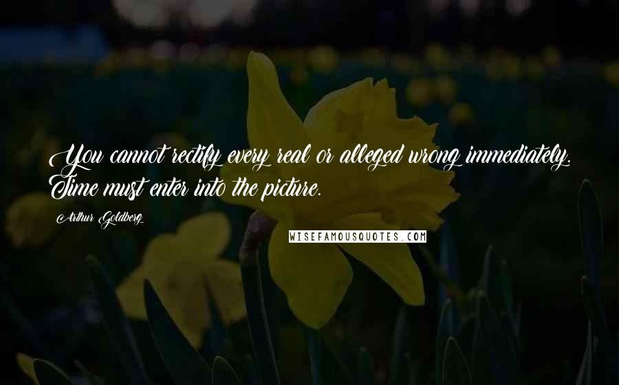 Arthur Goldberg quotes: You cannot rectify every real or alleged wrong immediately. Time must enter into the picture.