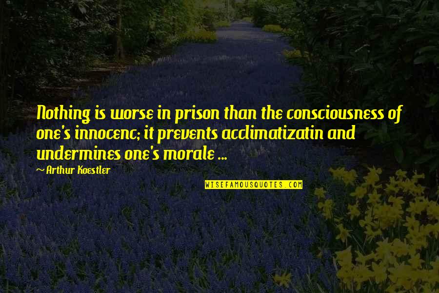 Arthur Koestler Quotes By Arthur Koestler: Nothing is worse in prison than the consciousness