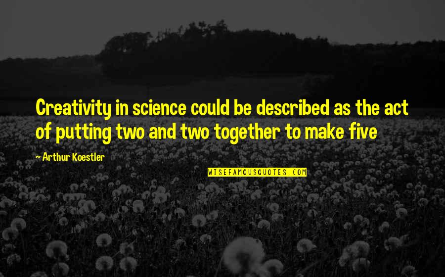 Arthur Koestler Quotes By Arthur Koestler: Creativity in science could be described as the Arthur Koestler Quotes By Arthur Koestler: Creativity in science could be described as the