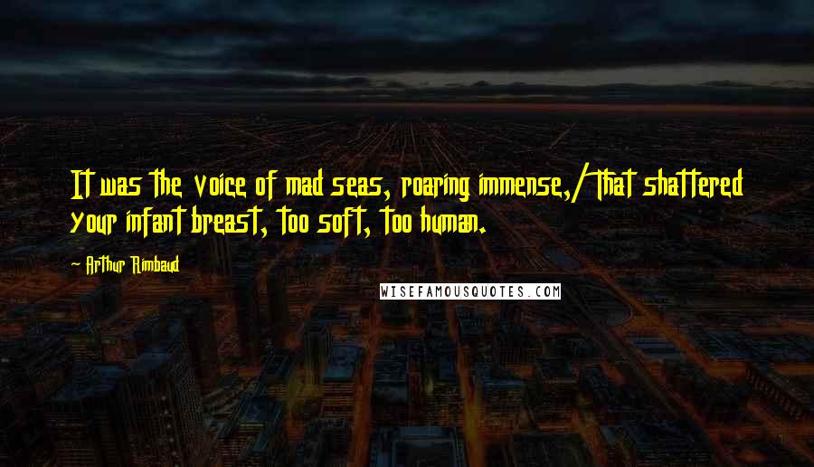 Arthur Rimbaud quotes: It was the voice of mad seas, roaring immense,/ That shattered your infant breast, too soft, too human.