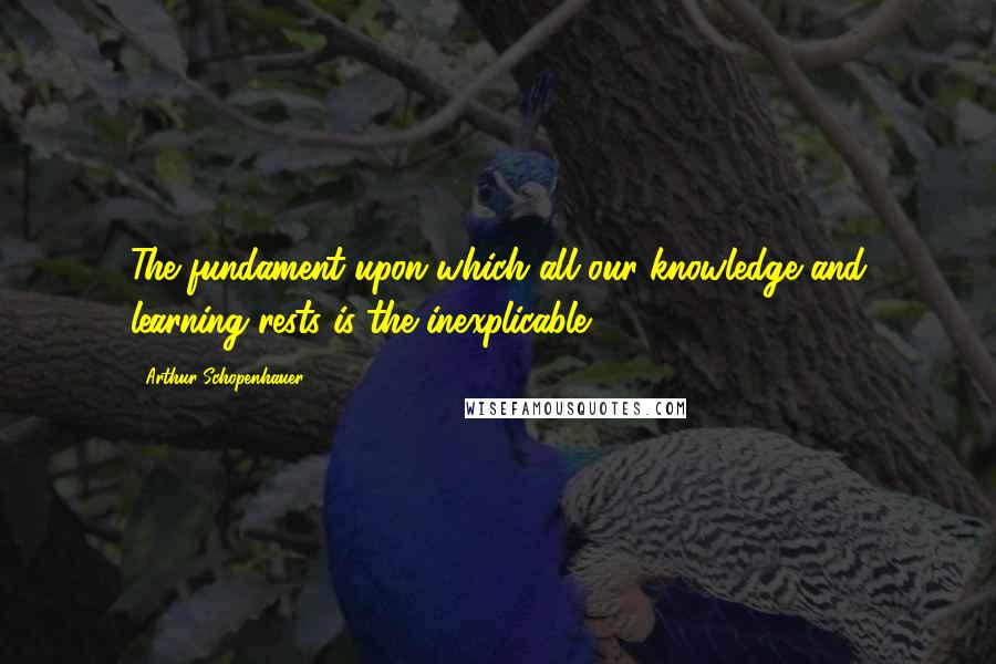 Arthur Schopenhauer quotes: The fundament upon which all our knowledge and learning rests is the inexplicable.