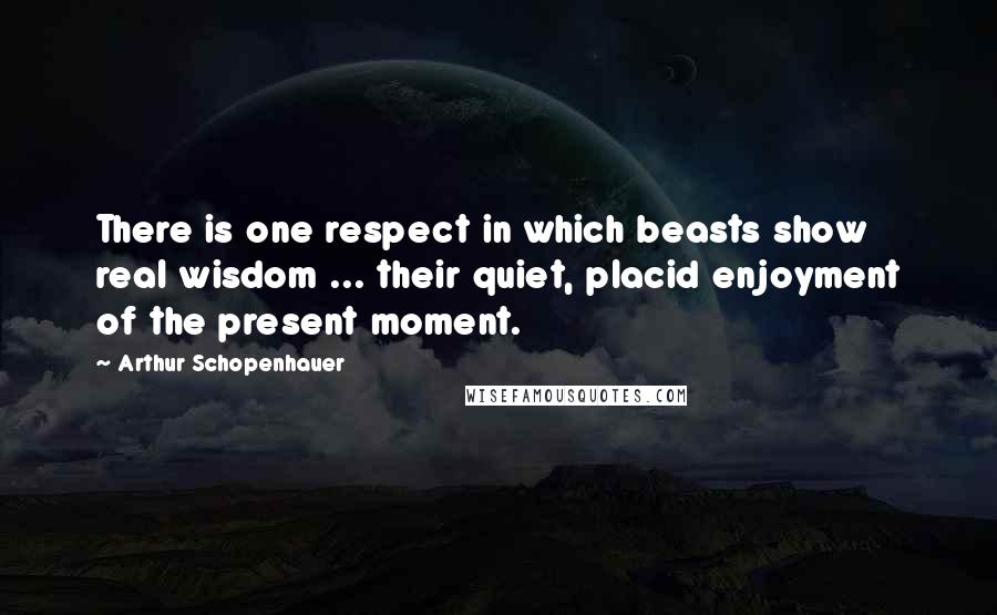 Arthur Schopenhauer quotes: There is one respect in which beasts show real wisdom ... their quiet, placid enjoyment of the present moment.