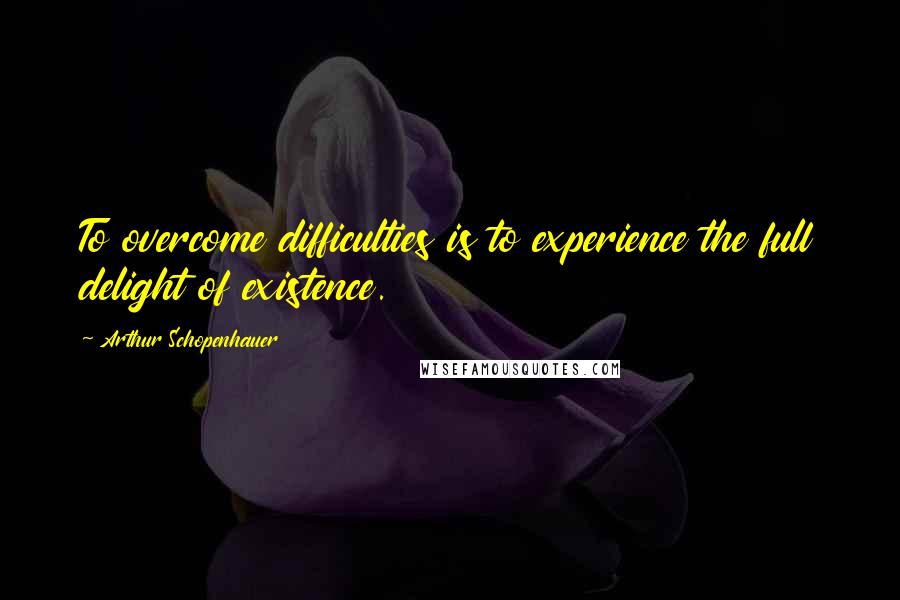 Arthur Schopenhauer quotes: To overcome difficulties is to experience the full delight of existence.