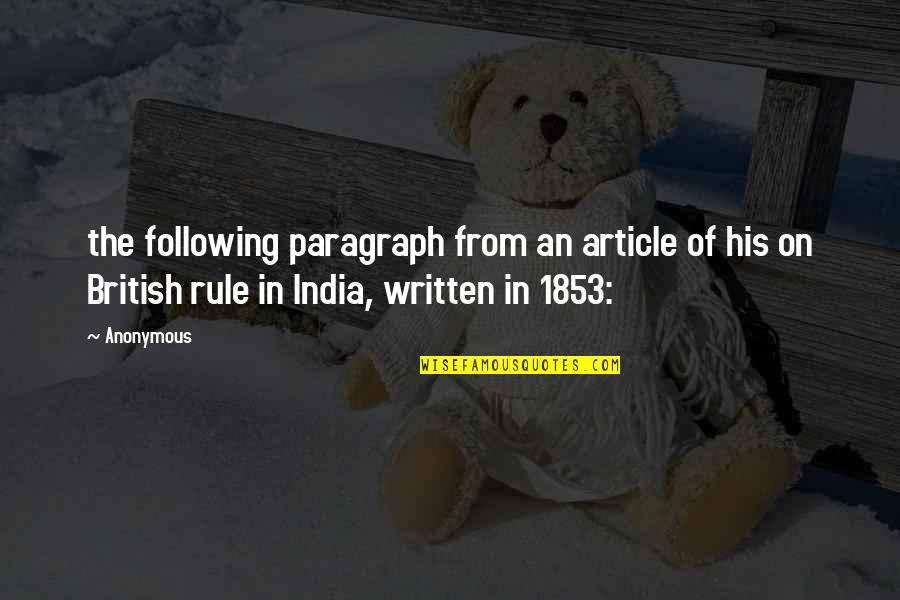 Article On Quotes By Anonymous: the following paragraph from an article of his Article On Quotes By Anonymous: the following paragraph from an article of his