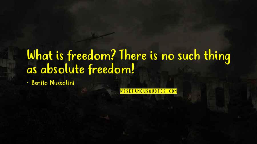 Articles Of Confederation Famous Quotes By Benito Mussolini: What is freedom? There is no such thing