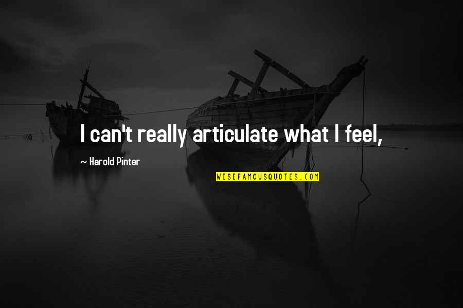 Articulate Quotes By Harold Pinter: I can't really articulate what I feel,