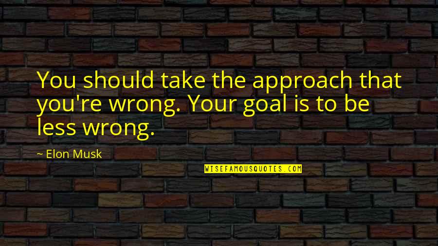 Artifices Synonyms Quotes By Elon Musk: You should take the approach that you're wrong.