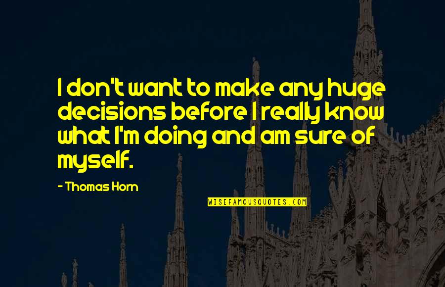 Artigos Cientificos Quotes By Thomas Horn: I don't want to make any huge decisions Artigos Cientificos Quotes By Thomas Horn: I don't want to make any huge decisions