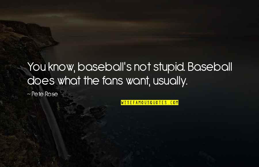 Artisitic Quotes By Pete Rose: You know, baseball's not stupid. Baseball does what