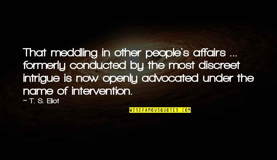 Artisson Quotes By T. S. Eliot: That meddling in other people's affairs ... formerly