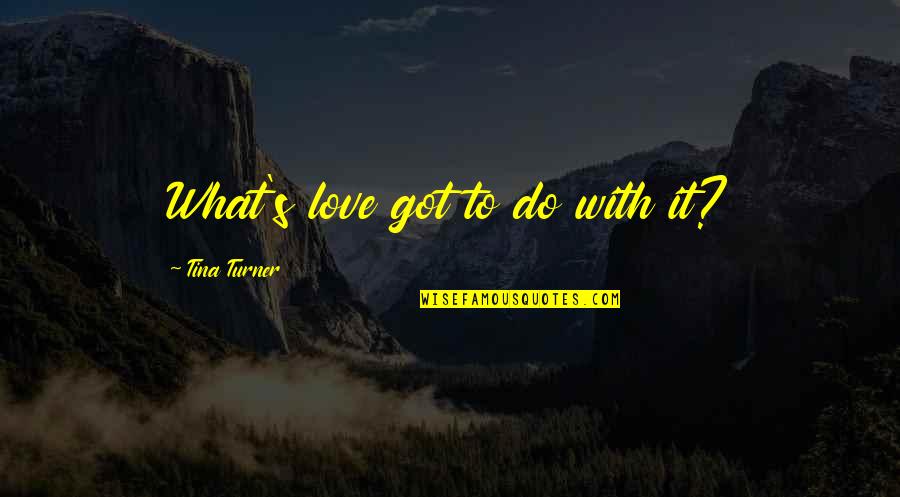 Artistes Quotes By Tina Turner: What's love got to do with it?
