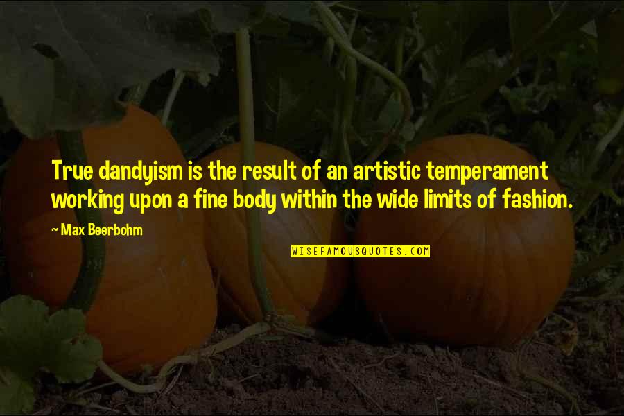 Artistic Quotes By Max Beerbohm: True dandyism is the result of an artistic